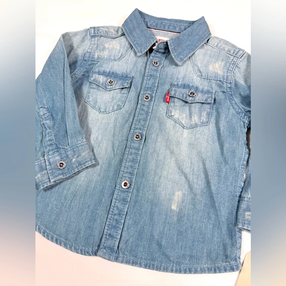 NWT‎ LEVIS Baby Western Chambray Button Down 12M Classic Americana Cowboy NEW